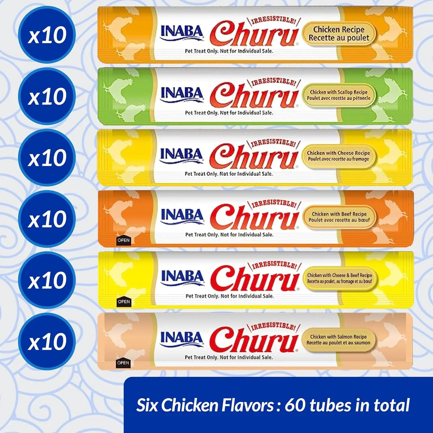 Inaba Churu Box - Cat Treats - Healthy Tuna-Based Snacks, Various Flavors - Creamy Texture - No Grains, Preservatives, Dyes - 60x14g