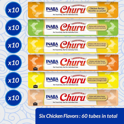 Inaba churu box - treats for cats - healthy tuna-based snacks, various flavors - creamy texture - without cereals, preservatives, colorants - 60x14g