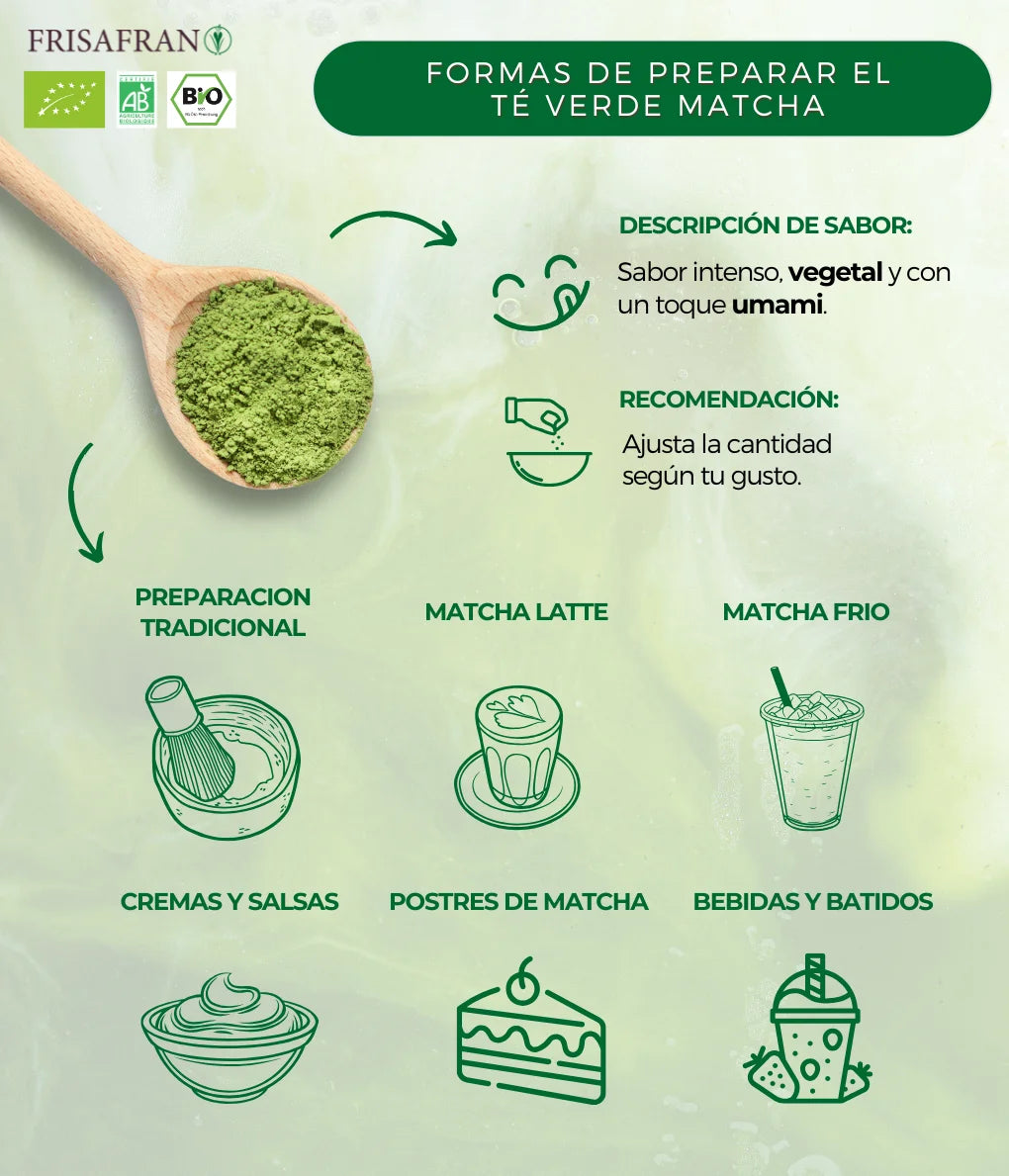 Chá Matcha em Pó Biológico 100% Puro - Frisafran (Superalimento & Energia Natural)