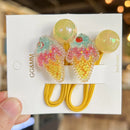 Elastic Hair Bands for Girls, Lovely Cartoon, Morango, Doces, Princesa, Acessórios de cabelo para crianças, Laços de cabelo para crianças, Baby Headwear, 2 peças