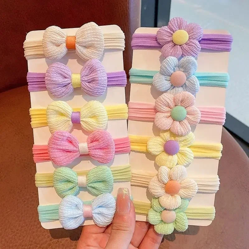 Coleteros elásticos de nailon con flores para niñas, lazos elásticos con forma de caramelo, coletas, diadema de goma, accesorios para coleteros, bonitos, 6 unidades 
