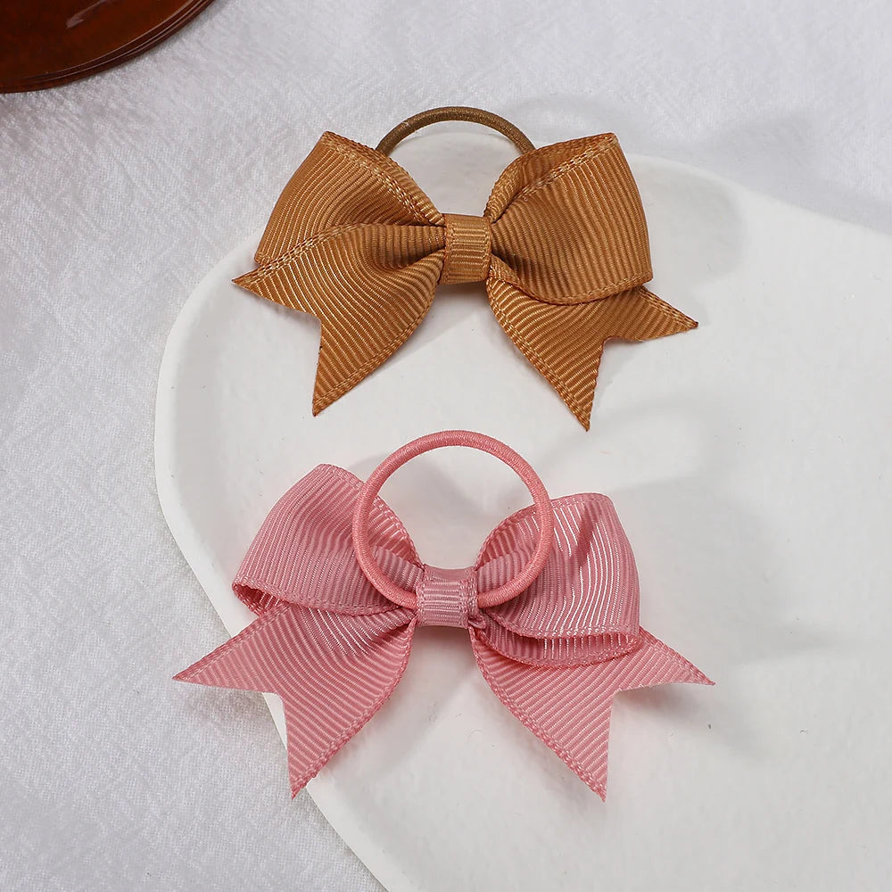 Bandas elásticas para el cabello para niñas, cinta de grosgrain, coletas, lazos, corbatas, soportes, accesorios, bebés, 10 piezas por lote 