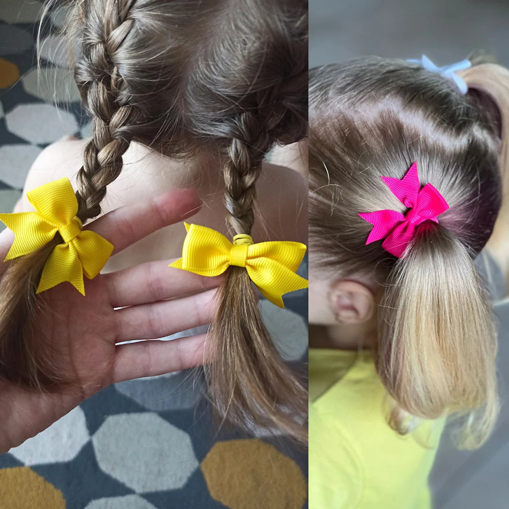 Bandas elásticas para el cabello para niñas, cinta de grosgrain, coletas, lazos, corbatas, soportes, accesorios, bebés, 10 piezas por lote 