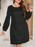 2022 Spring and Autumn New Fashionable Long-Sleeved Dress, Monochrome, Plus Size, Can Be Worn Outdoors 