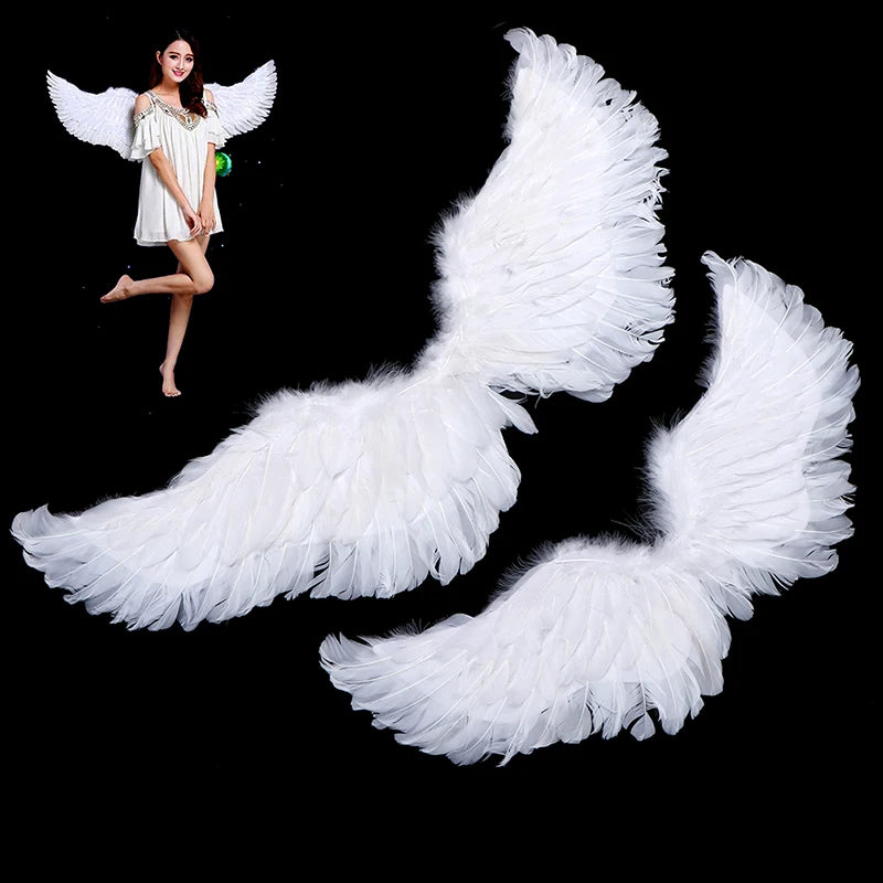 Alas de plumas de ángel blanco de golondrina, varitas mágicas de halo, correas elásticas para cosplay, para niños, adultos, bodas, Halloween, Navidad, cumpleaños y fiestas. 