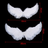 Alas de plumas de ángel blanco de golondrina, varitas mágicas de halo, correas elásticas para cosplay, para niños, adultos, bodas, Halloween, Navidad, cumpleaños y fiestas. 