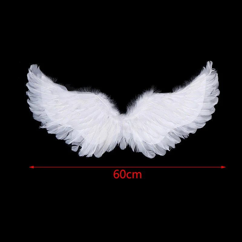Alas de plumas de ángel blanco de golondrina, varitas mágicas de halo, correas elásticas para cosplay, para niños, adultos, bodas, Halloween, Navidad, cumpleaños y fiestas. 