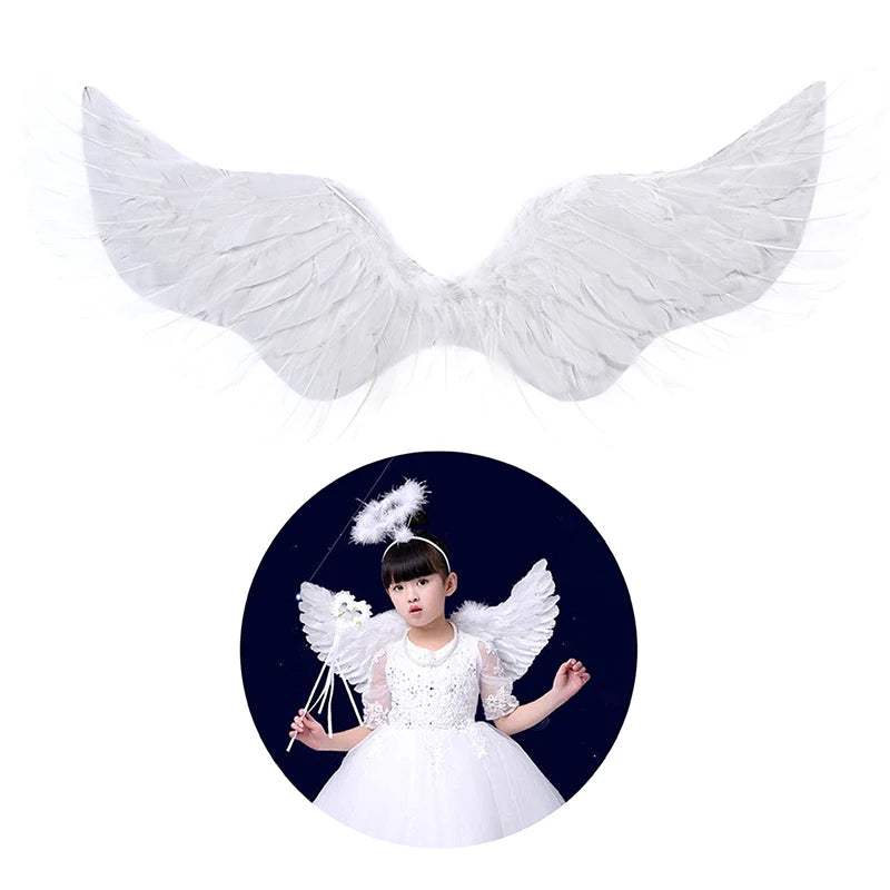 Alas de plumas de ángel blanco de golondrina, varitas mágicas de halo, correas elásticas para cosplay, para niños, adultos, bodas, Halloween, Navidad, cumpleaños y fiestas. 