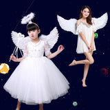 Alas de plumas de ángel blanco de golondrina, varitas mágicas de halo, correas elásticas para cosplay, para niños, adultos, bodas, Halloween, Navidad, cumpleaños y fiestas. 
