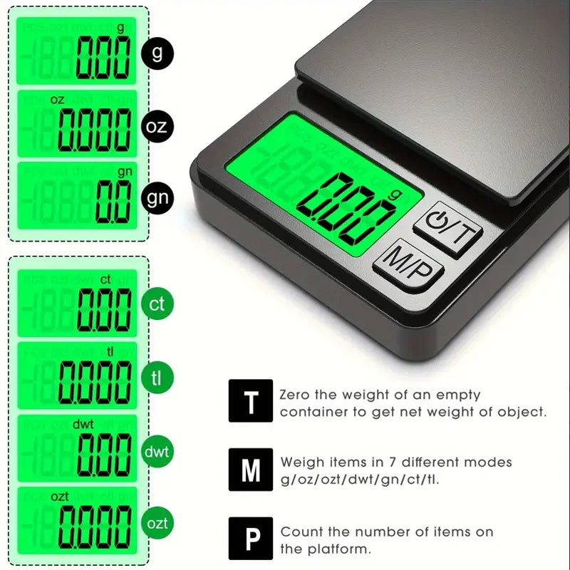 Precision Pocket Scale with Backlit LCD, Digital Scale for Food, Jewelry, Ounces, Grains, Mini Travel Scale, 1000g x 0.01g 