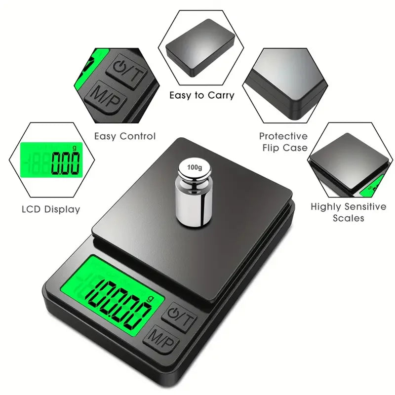 Precision Pocket Scale with Backlit LCD, Digital Scale for Food, Jewelry, Ounces, Grains, Mini Travel Scale, 1000g x 0.01g 