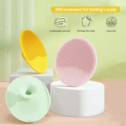 Escova de Shampoo de silicone para o bebê Escova de banho infantil Pequena escova de banho Massagem de lavagem da cabeça Pente Wipe, Suave, Meninos, Crianças