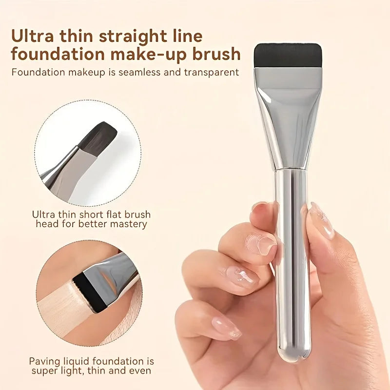 Brocha ovalada ultrafina para base de maquillaje, cerdas de nailon hipoalergénicas, perfecta para contornear el rostro, multiusos, 1 unidad, 2 unidades 
