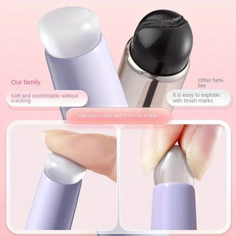 Pinceles de silicona para labios con mango de plástico ABS, aplicador portátil de lápiz labial y bálsamo labial con tapa, mezcla perfecta 