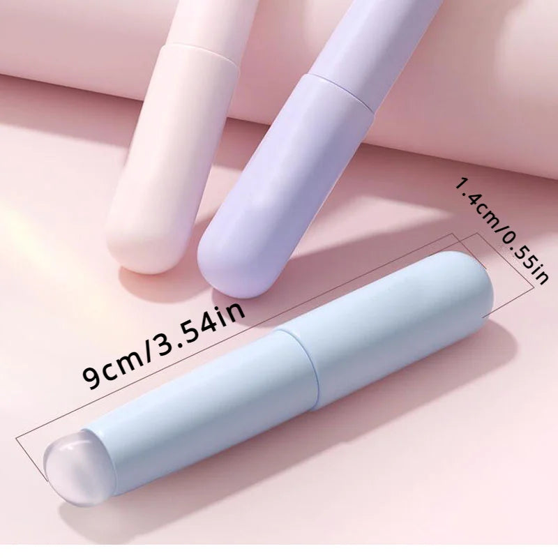 Pinceles de silicona para labios con mango de plástico ABS, aplicador portátil de lápiz labial y bálsamo labial con tapa, mezcla perfecta 