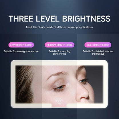 Car Interior Mirrors Sun Visor Plate LED HD Makeup Mirror for Girls Women Rechargeable Fill Light Universal Slim Vanity Mirror 