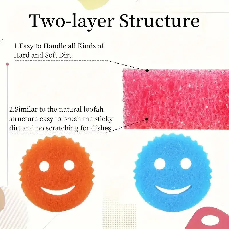 3pcs Multifunctional Polyurethane Cleaning Sponge Scratch-Free Deep Cleaning Sponge Christmas Gift Abrasive 