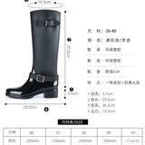 Punk Style Zipper Women's High Boots Pure Color Outdoor Rain Boots Rubber Water Shoes For Female 36-41 Plus Size 