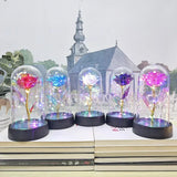 Rosa eterna LED de aluminio, rosas artificiales, decoración para bodas, Navidad y San Valentín. 