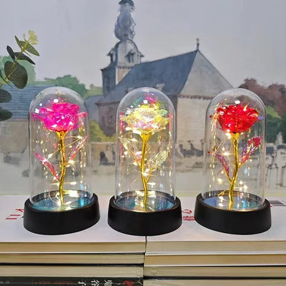 Eterna rosa LED Foil Flower, Flores Artificiais Rosa, Decoração De Festa De Casamento, Decoração De Natal, Presente Do Dia Dos Namorados