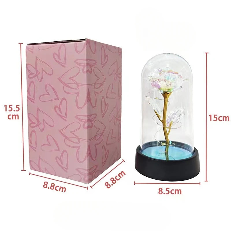Rosa eterna LED de aluminio, rosas artificiales, decoración para bodas, Navidad y San Valentín. 