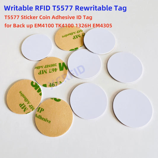 Rewritable RFID Coin Sticker Label, 125kHz, T5577 Tag, Back Dia, 25mm, Thickness 1mm 
