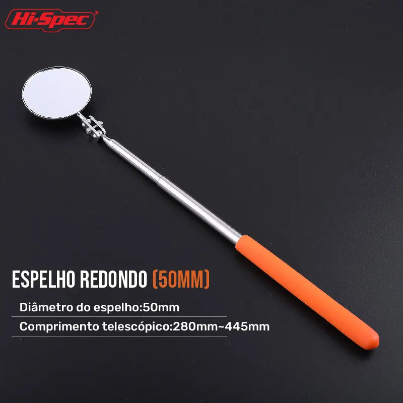Herramienta de detección extensible de acero inoxidable, espejo angular telescópico giratorio, cuadrado y redondo, 1 pieza 