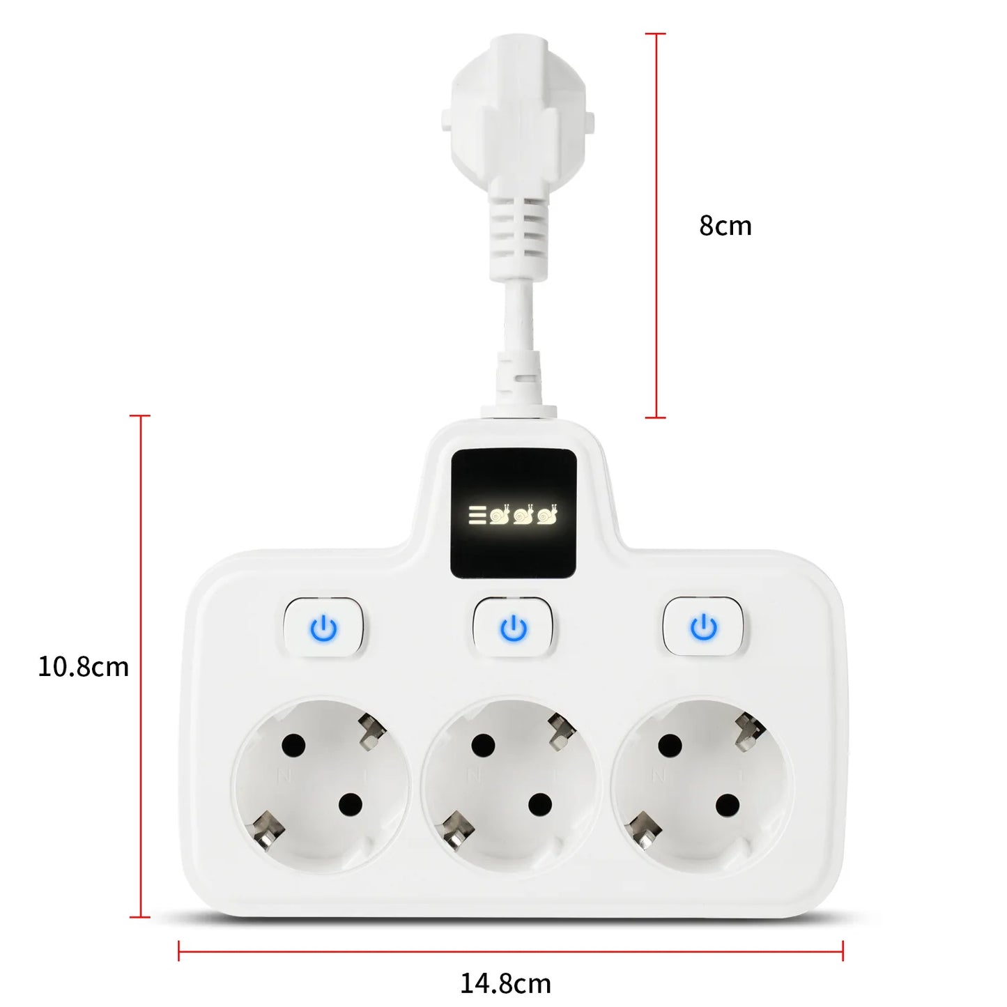 Regleta de enchufes para el hogar con interruptores independientes, 3 tomas de corriente, ignífuga, estilo europeo, especial, para uso doméstico. 