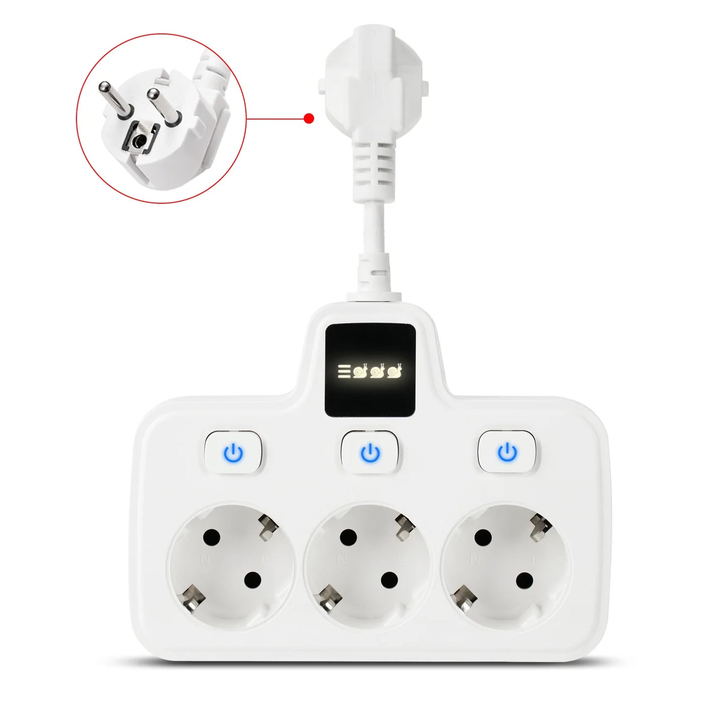 Regleta de enchufes para el hogar con interruptores independientes, 3 tomas de corriente, ignífuga, estilo europeo, especial, para uso doméstico. 