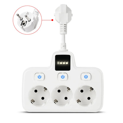 Regleta de enchufes para el hogar con interruptores independientes, 3 tomas de corriente, ignífuga, estilo europeo, especial, para uso doméstico. 