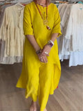 Women's Long-sleeved Cotton and Linen Suit, Pure Color, Casual, Europe and the United States, Beyond Borders, New, Summer, 2024 