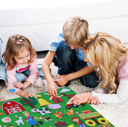 Felt Story Board Set Toy para crianças, animais de fazenda, educação pré-escolar, aprendizagem precoce, tapete interativo, pendurado na parede, presente para crianças