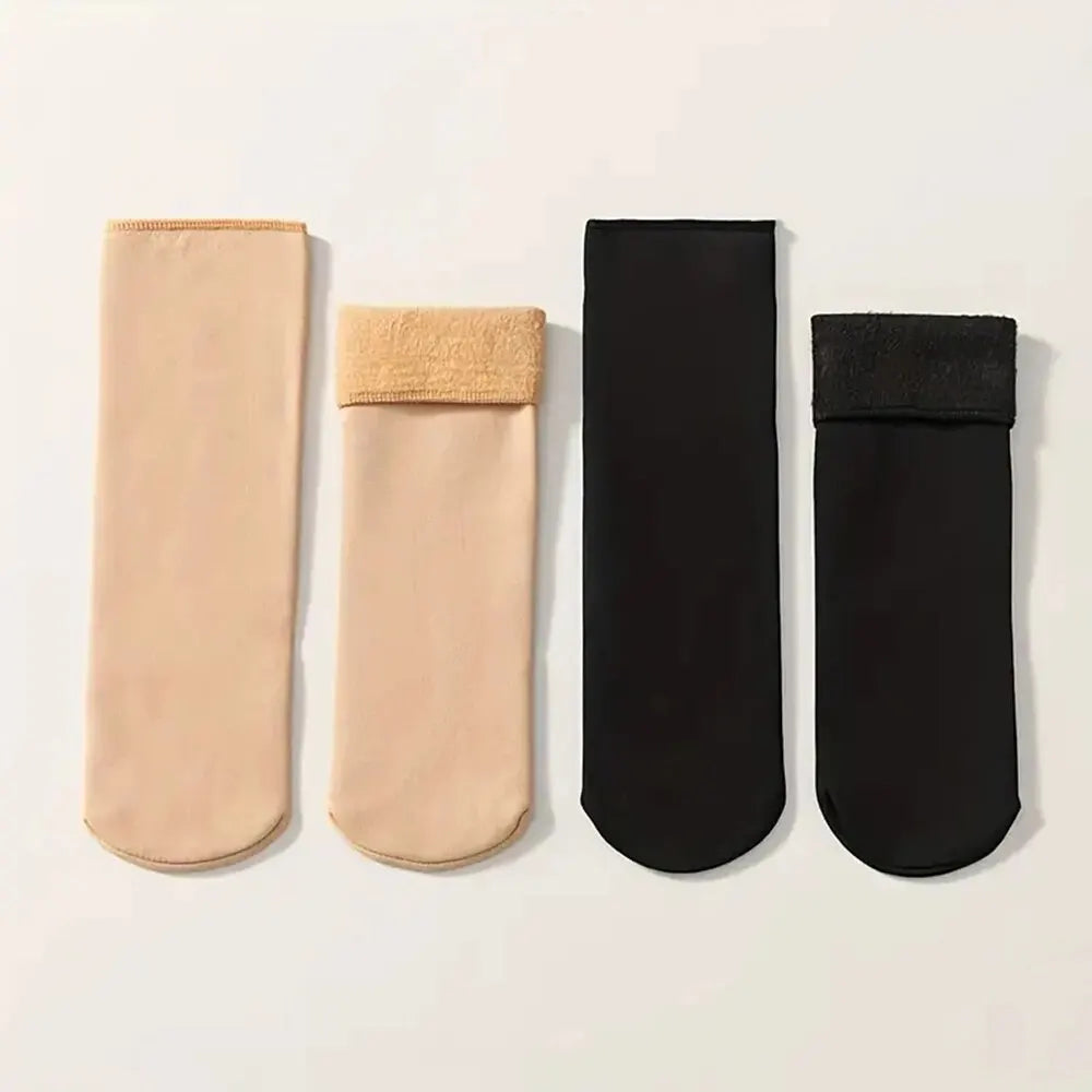 Feminino Inverno Velo Grosso Quente Meias Macio Confortável Cor Sólida Home Floor Meia Grossa Botas Meias De Dormir