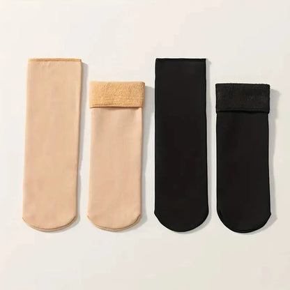 Feminino Inverno Velo Grosso Quente Meias Macio Confortável Cor Sólida Home Floor Meia Grossa Botas Meias De Dormir