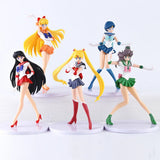 Anime Sailor Moon Action Figure Mizuno Ami Tsukino Usagi Hino Rei Aino Minako Model Kawaii Doll Gift Toys 5pcs Set 