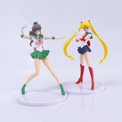 Figura de Ação Anime Sailor Moon, Mizuno Ami Tsukino Usagi Hino Rei Aino Minako Modelo, Boneca Kawaii, Presente Brinquedos, Conjunto de 5 peças