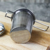Colador de té de acero inoxidable de primera calidad con asa plegable extensible, colador de té suelto con tapa, antiescaldaduras, filtro de té multifuncional, 1 pieza 