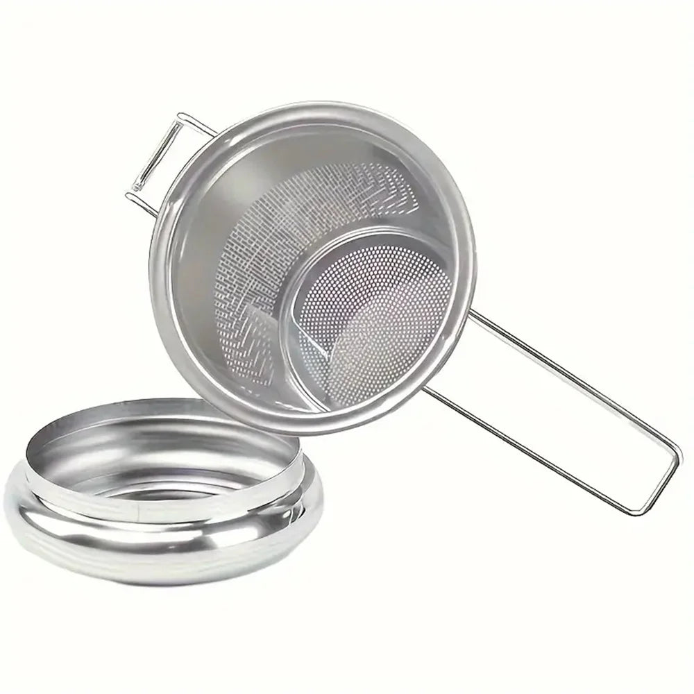 Colador de té de acero inoxidable de primera calidad con asa plegable extensible, colador de té suelto con tapa, antiescaldaduras, filtro de té multifuncional, 1 pieza 