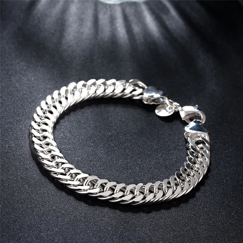 Fine 925 Sterling Silver Bracelet for Women and Men, Noble Nice Chain, Solid Charms, Wedding Party Gift, Fashion Jewelry, Hot Model 