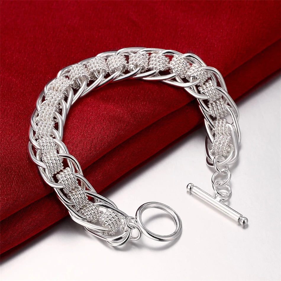 Fine 925 Sterling Silver Bracelet for Women and Men, Noble Nice Chain, Solid Charms, Wedding Party Gift, Fashion Jewelry, Hot Model 