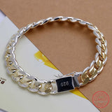 Fine 925 Sterling Silver Bracelet for Women and Men, Noble Nice Chain, Solid Charms, Wedding Party Gift, Fashion Jewelry, Hot Model 