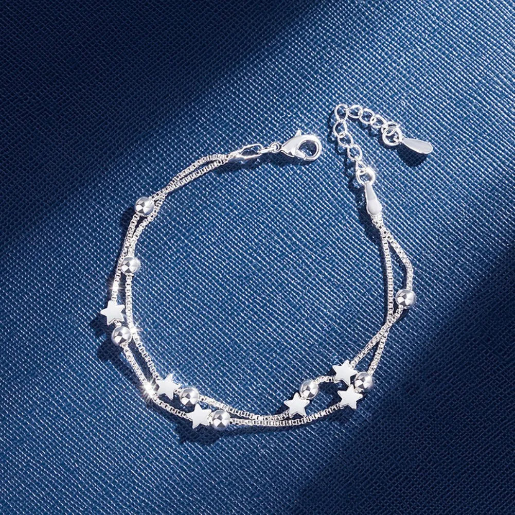Fine 925 sterling silver Chain Stars Bracelets for women Charms fashion designer party Jewelry Holiday Wedding Gifts 