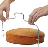 Cortador de pasteles de alambre doble ajustable de acero inoxidable, nivelador de cupcakes, cortador de capas niveladoras de fondant, herramienta para decorar y hornear. 