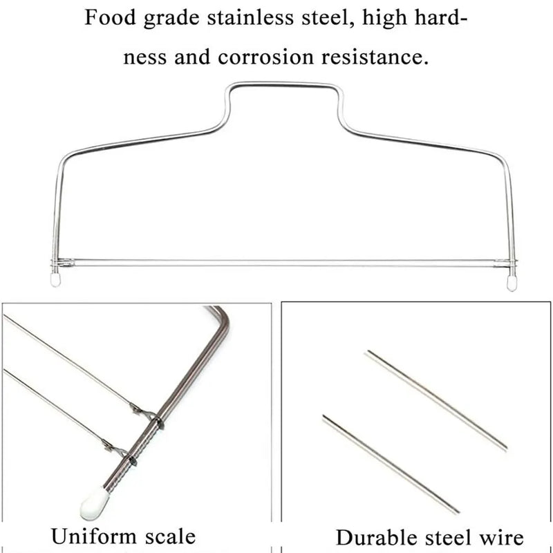 Fio Duplo Ajustável Bolos Cortador Aço Inoxidável Cupcakes Niveladores Fondant Nivelamento Layer Slicer Baking Decoração Ferramenta