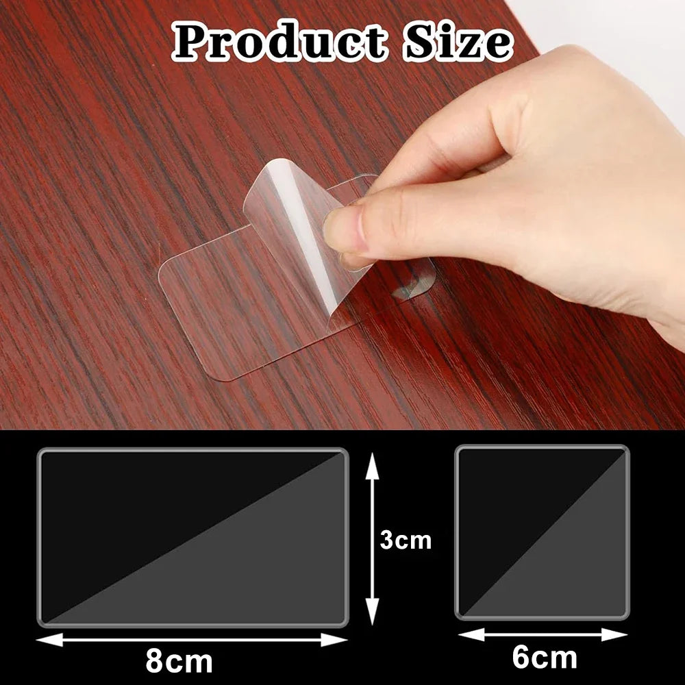 Reusable Strong Double Sided Tape PVC Clear Square Wall Stickers for Hooks Waterproof No Traces Home Glue Tapes 