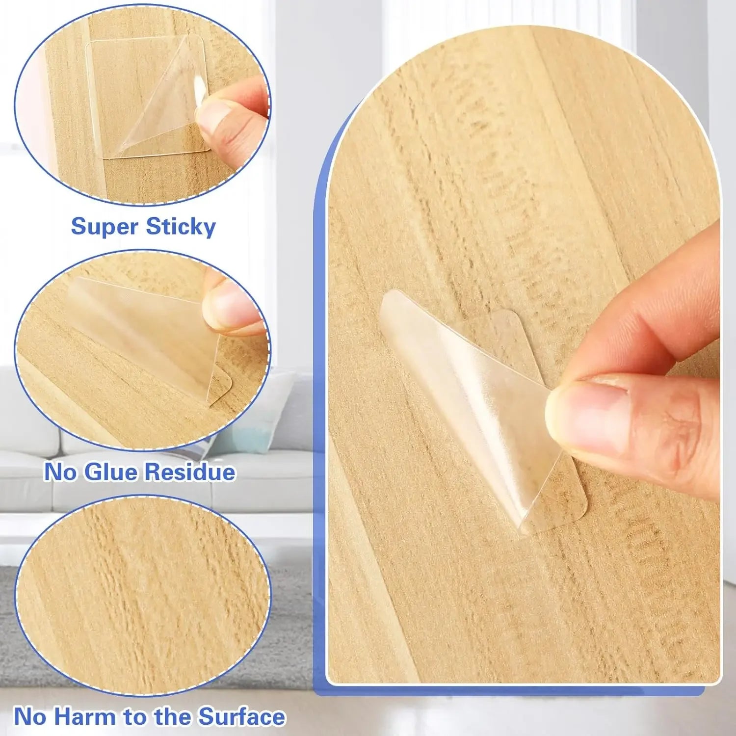 Reusable Strong Double Sided Tape PVC Clear Square Wall Stickers for Hooks Waterproof No Traces Home Glue Tapes 