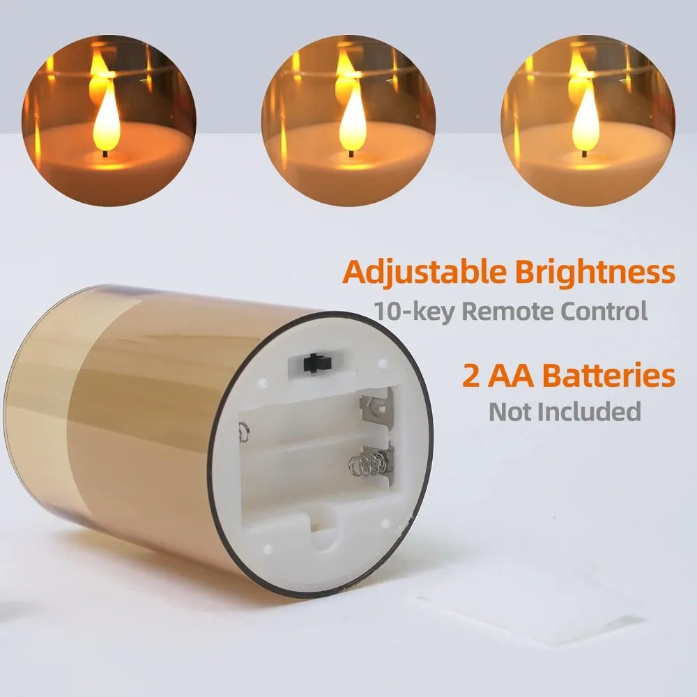 Flameless Electric LED Candle with Remote Control, 3D Wick, Battery Operated, Hotel, Wedding, Birthday Party Decoration