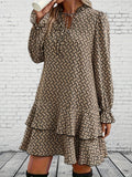 Flare manga plissado vestido, plus size, impressão