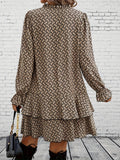 Flare manga plissado vestido, plus size, impressão