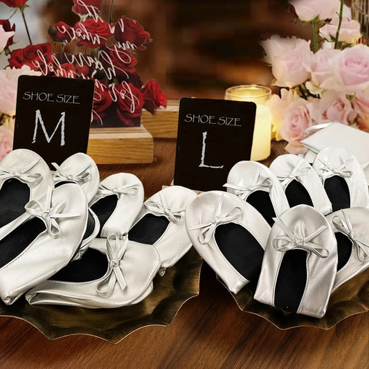 Bailarinas plegables y portátiles de suela blanda para mujer, pantuflas enrollables, cómodas y sin cordones, ideales para viajes y bodas. Incluye bolsa. 